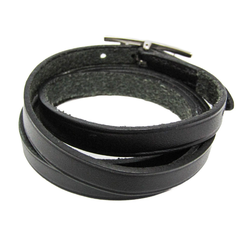 Hermes Hapi III Choker Leather,Metal Bangle Silver,Black — Like New