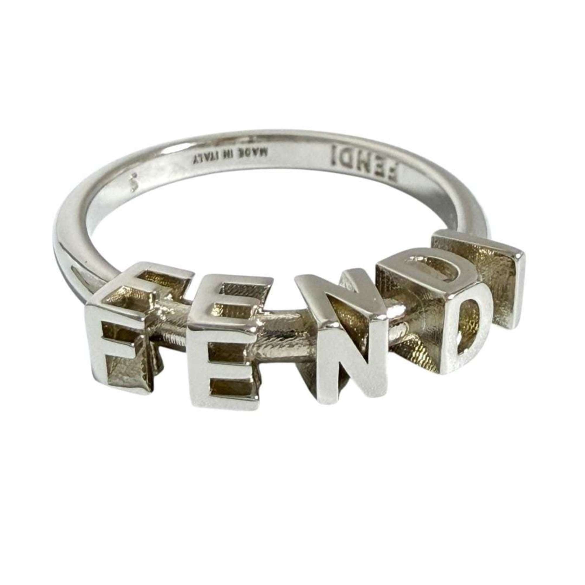 Fendi Men's Logo Ring, Size 19, Small, Silver — New - Store Return