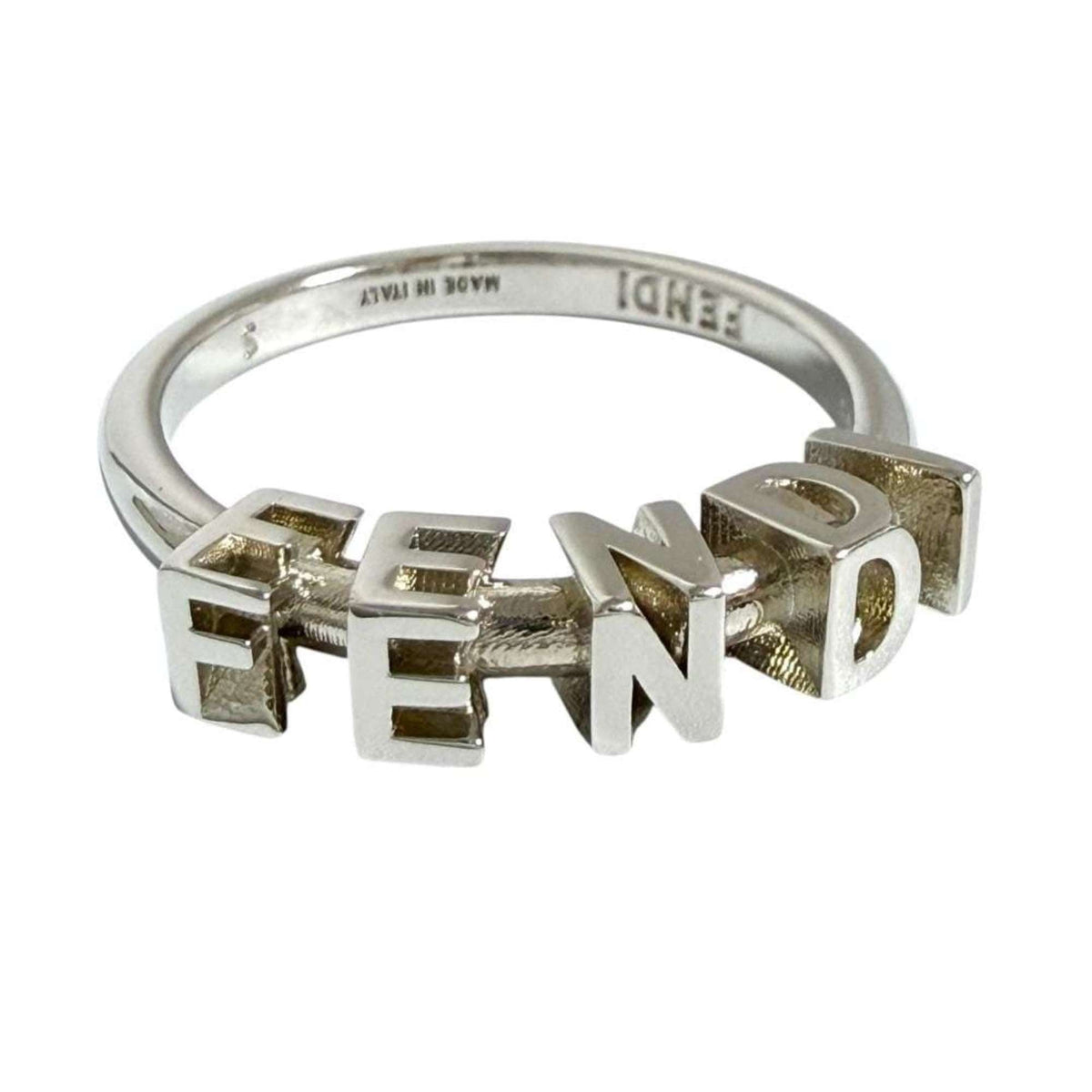 Fendi Men's Logo Ring, Size 19, Small, Silver — New - Store Return