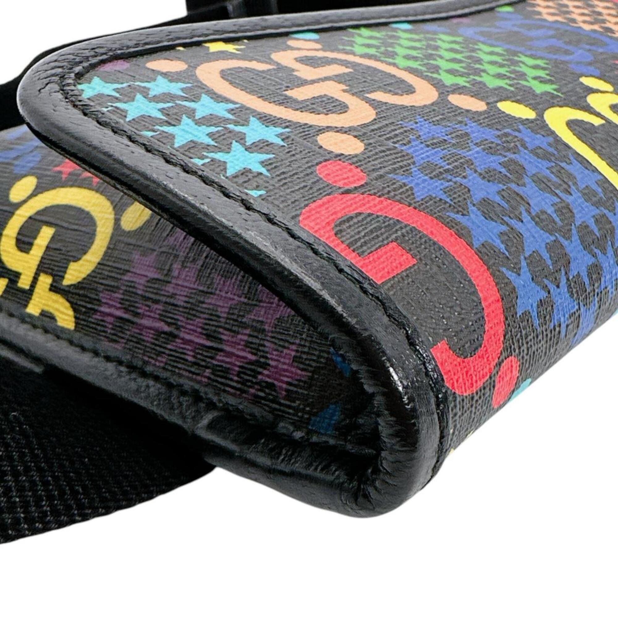 Gucci GUCCI Waist Bag Body GG Psychedelic Leather 598113 Black x Multicolor — Like New