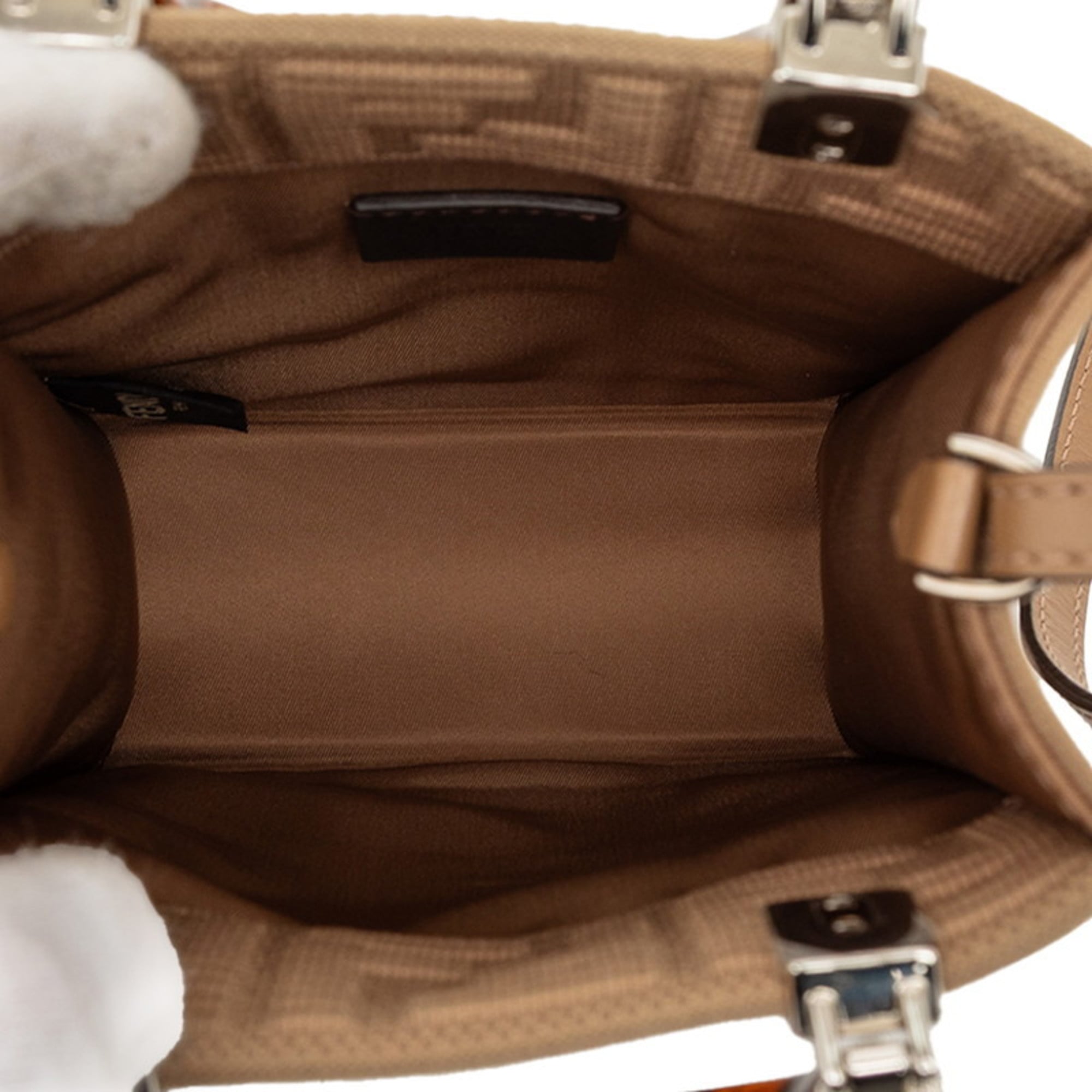 Fendi Sunshine Shopper Mini Handbag/Shoulder Bag 2WAY 8BS051 Brown Canvas Leather Plastic Women's FENDI