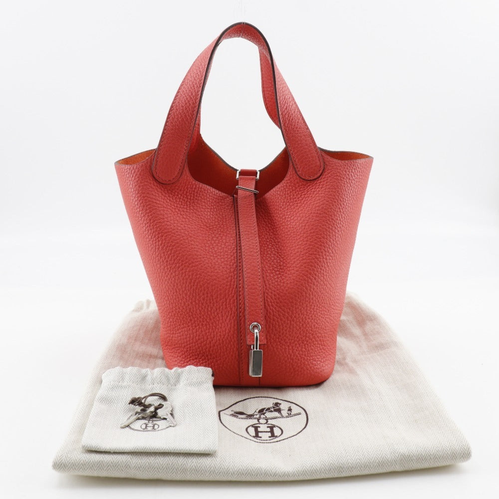 HERMES Picotin Lock 18 PM Handbag Taurillon Clemence Rose Texas 2020 Pink/Y Belt Clasp Loc18K Women's — Like New
