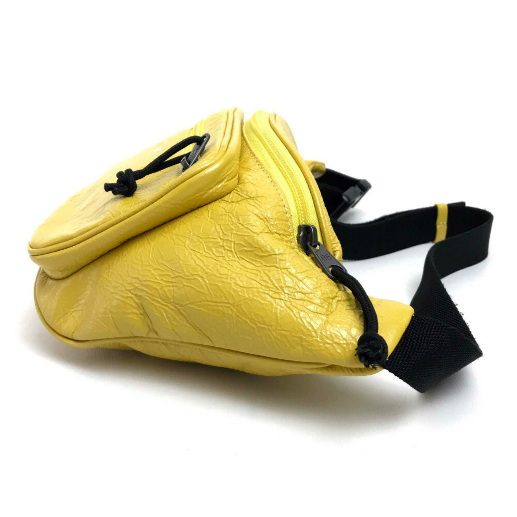 BALENCIAGA 529550 EXPLORER BELT PACK Body Bag Leather Men's Women's Yellow E-190904-55 — New - Store Return