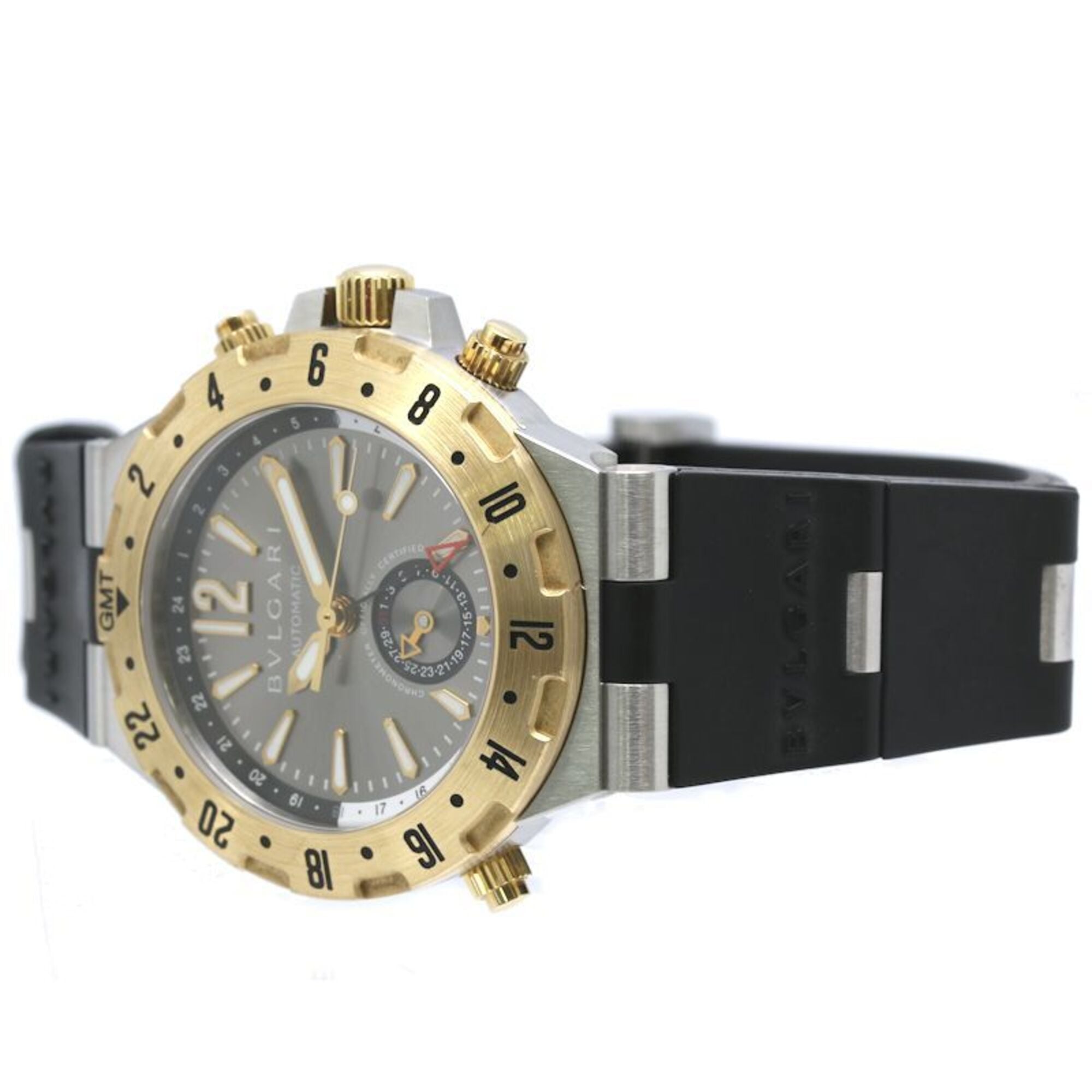 BVLGARI Diagono Professional GMT GMT40C5SGVD GMT40SG Men's Watch SS x 18K Yellow Gold Rubber 40536 — Good