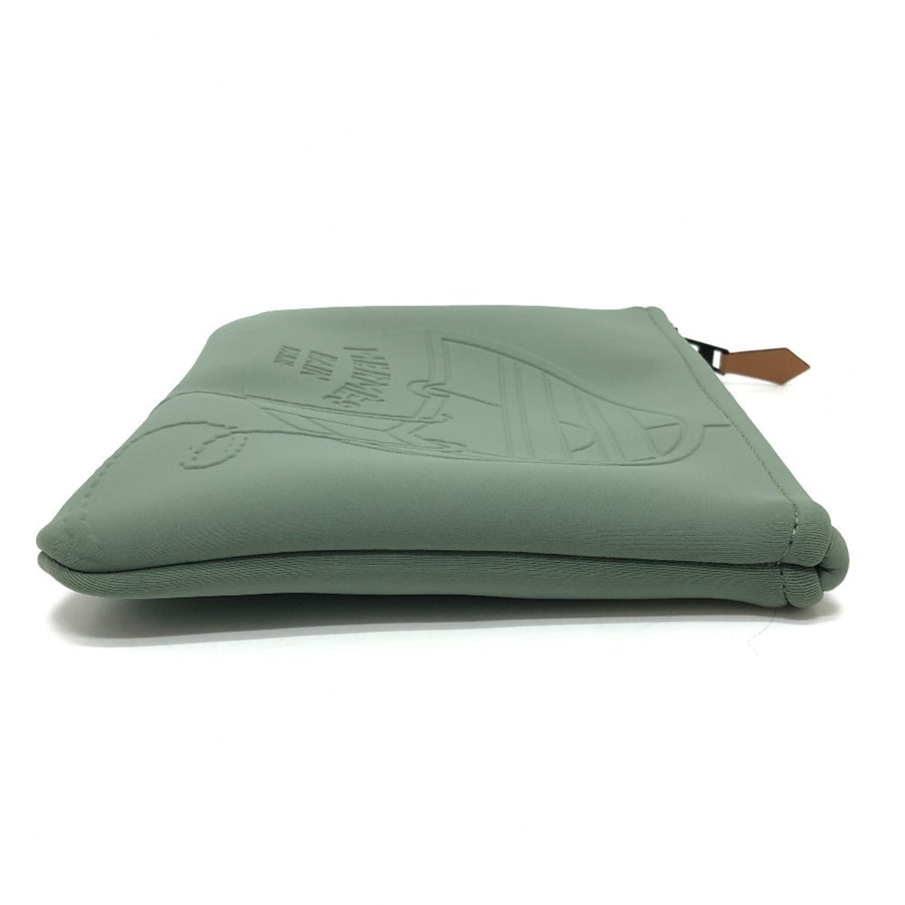 HERMES NeoBain Thalassa PM - Small item storage, flat handbag/pouch, nylon, women's, khaki, like new — Like New