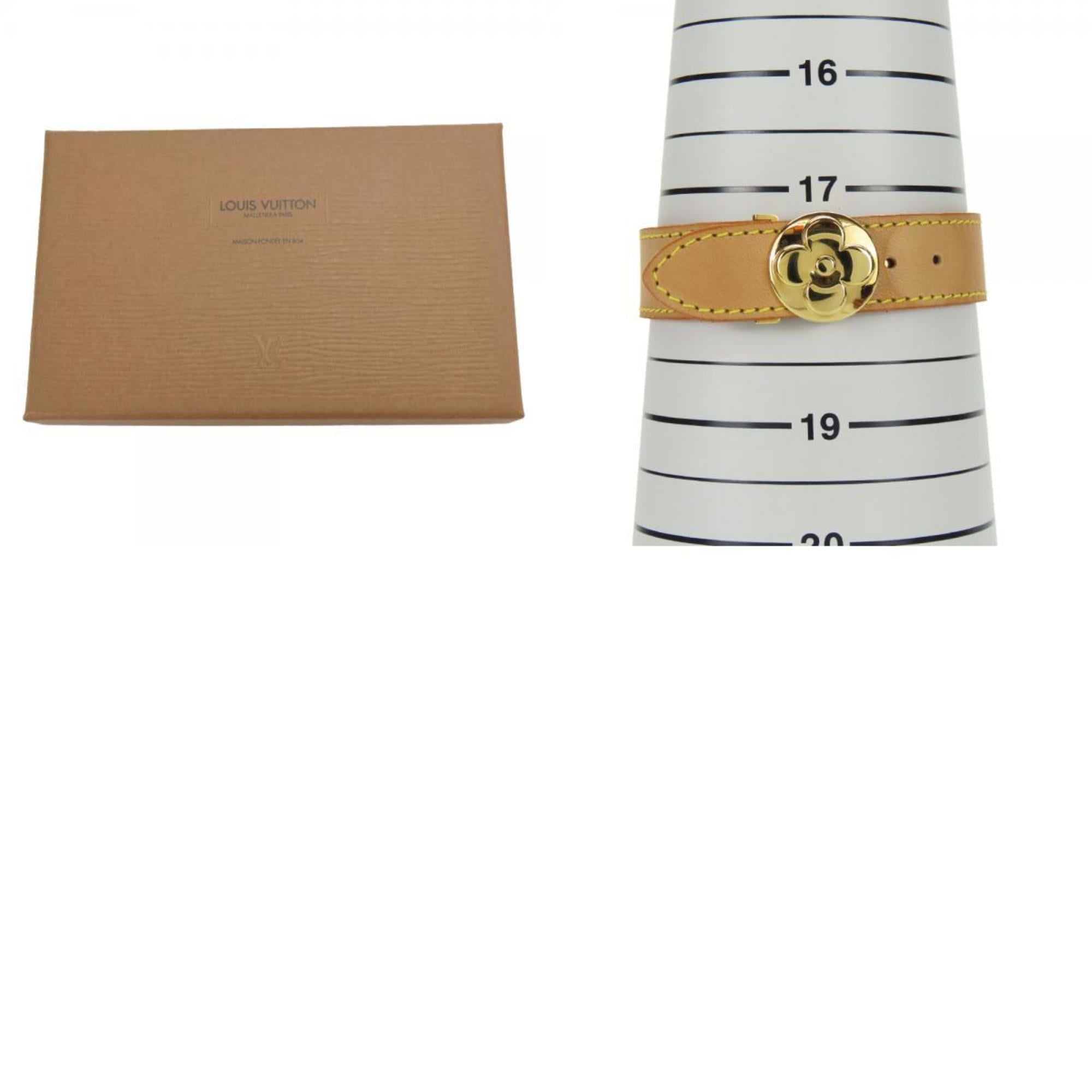 Louis Vuitton Bracelet Good Luck M64448 Tanned Leather Metal Beige Accessory Women's LOUIS VUITTON