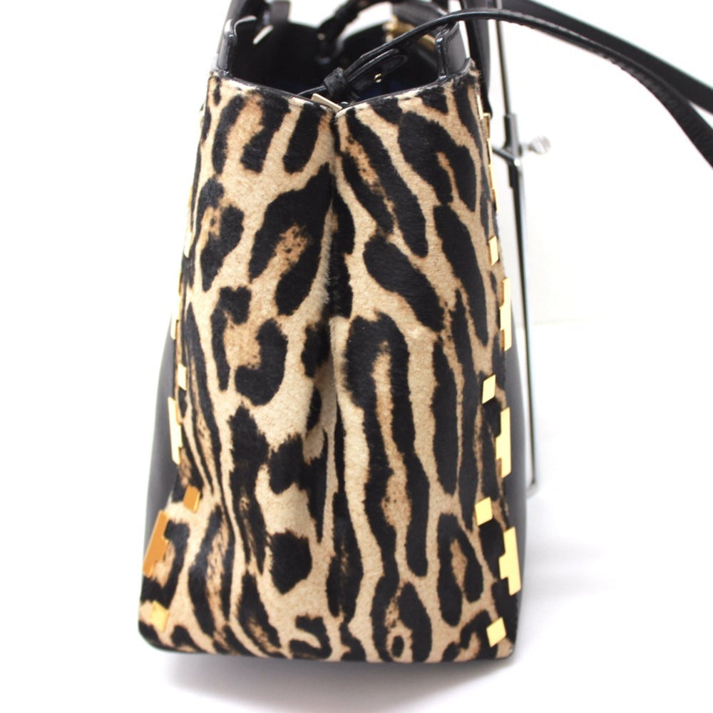 JIMMY CHOO Leopard handbag shoulder bag leather pony for women black — Like New