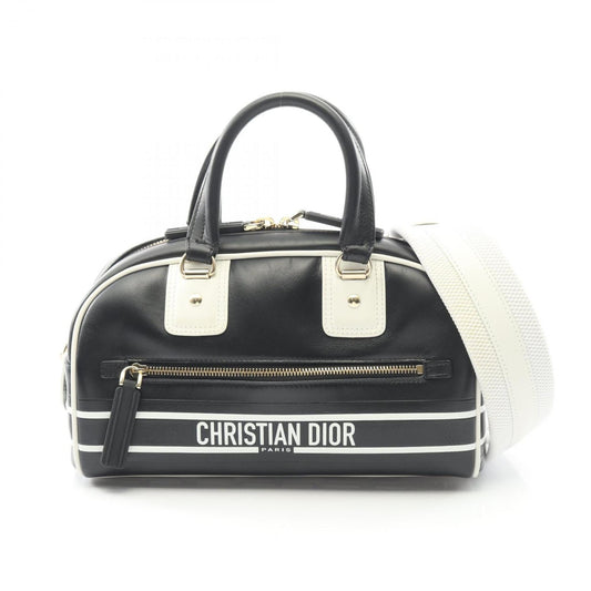 Christian Dior Dior VIBE Small Bowling Bag, Leather, Women's, Black and White, M6209OOBR