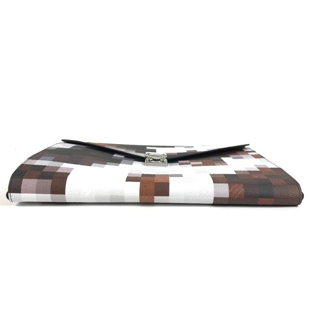 LOUIS VUITTON GI1137 Pixel Folder Mark Cowhide Bag Handbag Second Pouch Clutch Leather Men's Women's Brown Like New — Like New