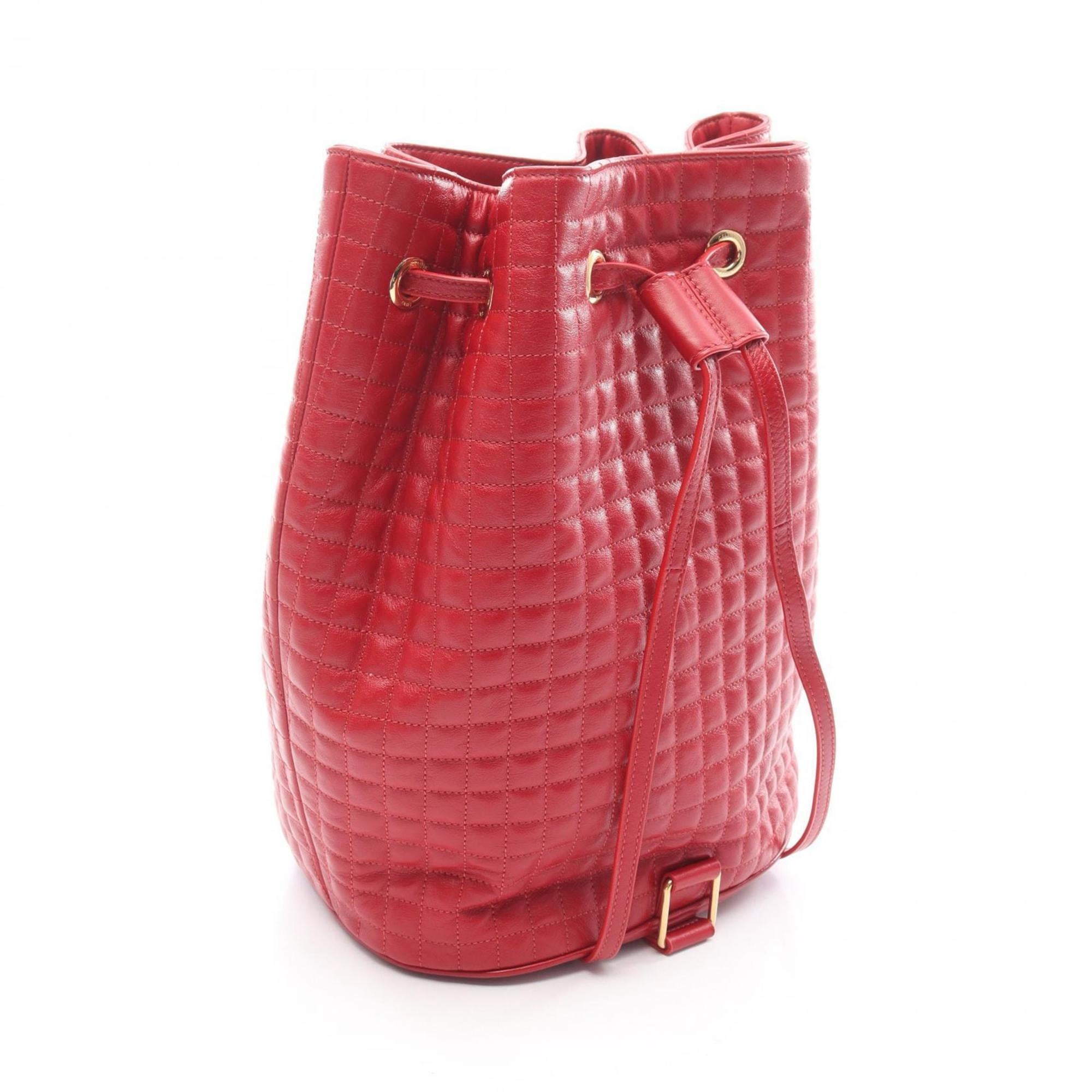 Celine C Charm Small Backpack, Leather, Women's, Red, 188373BFI