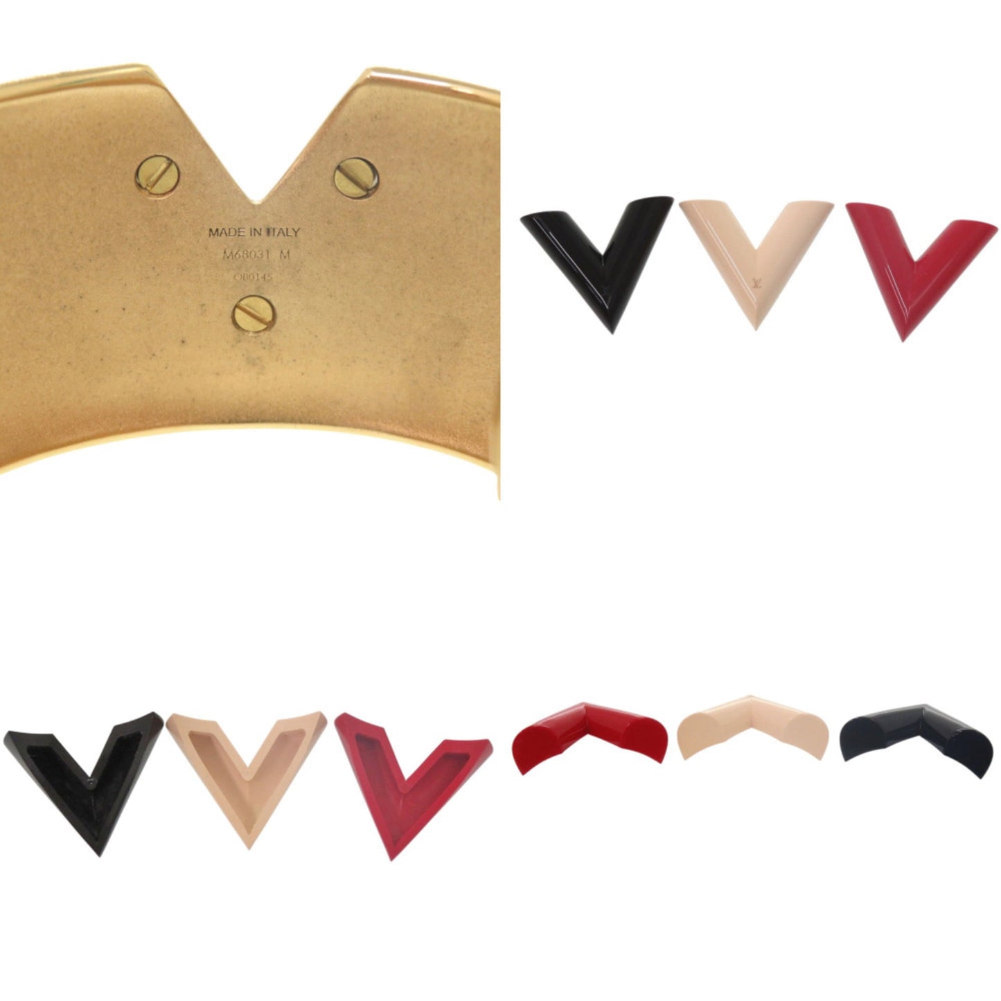 Excellent condition Louis Vuitton Essential V Colorama Cuff Bangle M68031 Metal Gold Bracelet LV 2081 LOUIS VUITTON