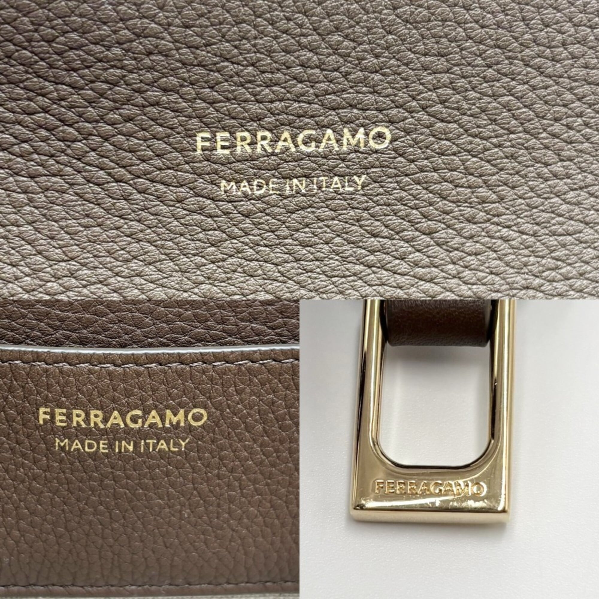 Salvatore Ferragamo Women's Gancini Handbag Shoulder Bag Crossbody 781656 Leather Brown Gold Hardware — Like New