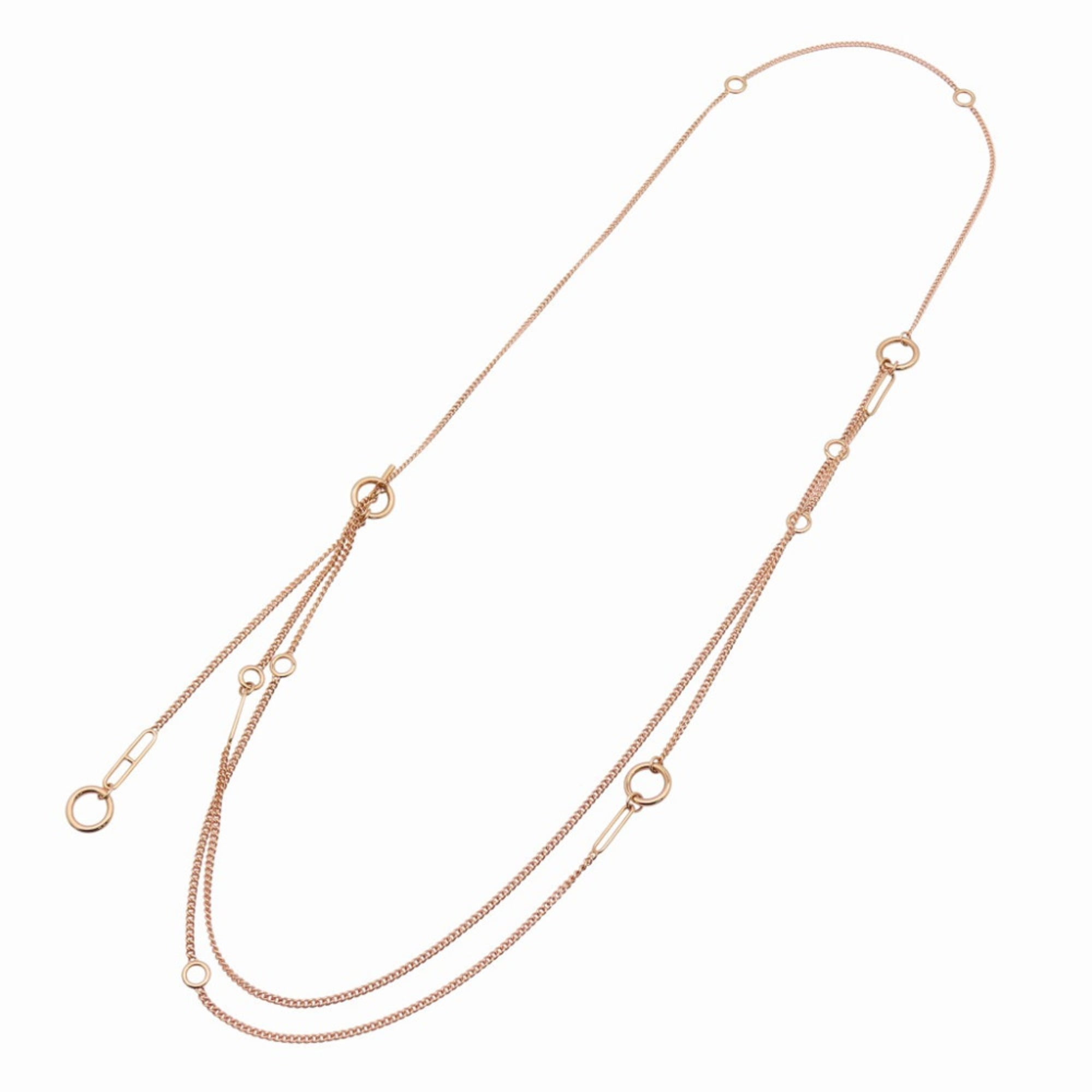 Hermes Like New Hermès Echappé KL8PG Long Necklace 750 Pink Gold 35.3g Jewelry 1314 — Like New