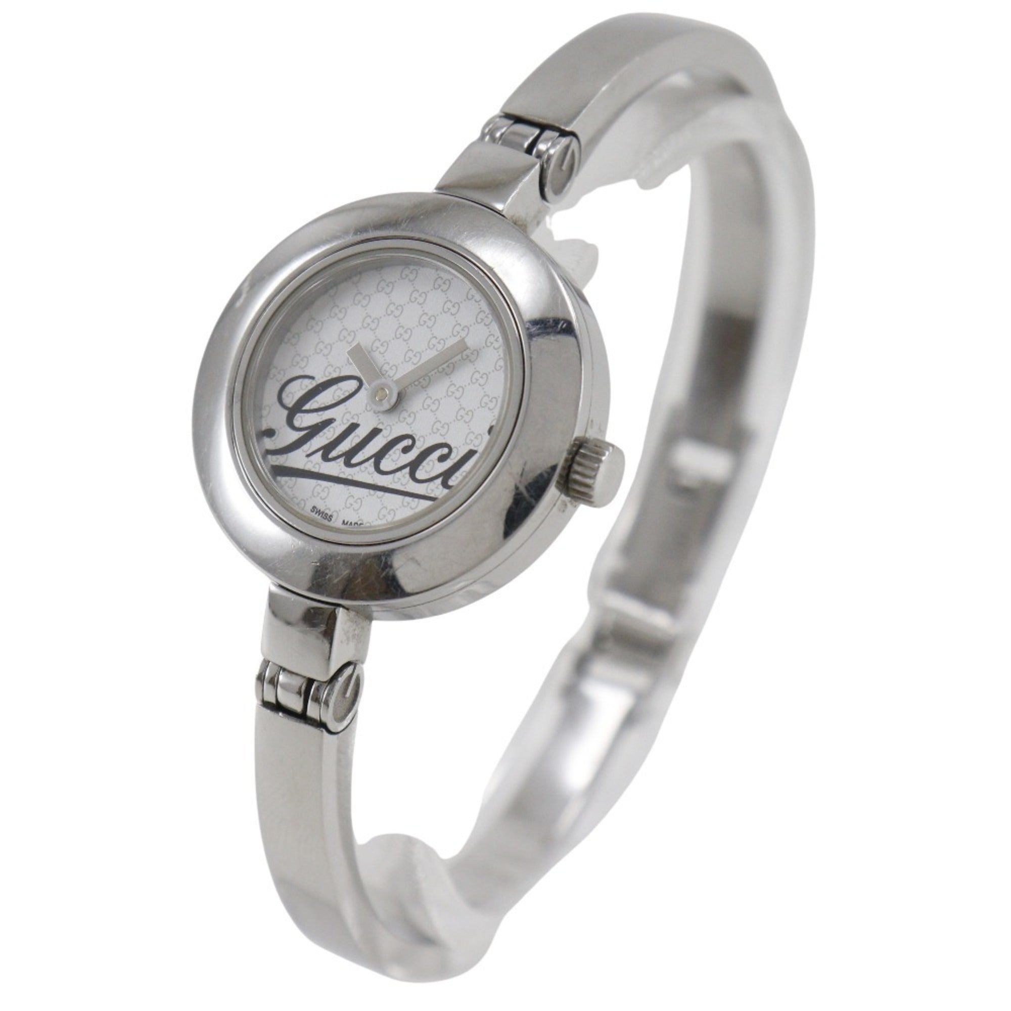 Gucci G Circle Watch Logo 105 Stainless Steel Quartz Analog Display White Dial Women's — Good