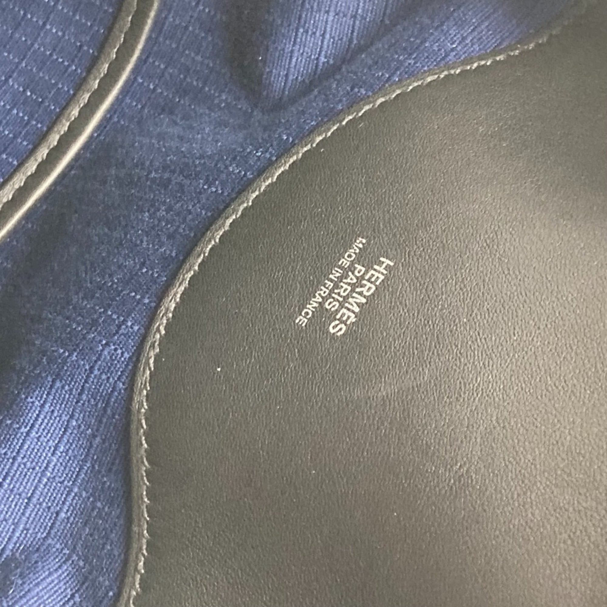 HERMES H Sac Addo All Back Backpack Bicolor Rucksack Leather Canvas Men's Blue E-241127-5 — Like New