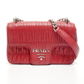 Prada Chain Nappa Gaufre Shoulder Bag in Red
