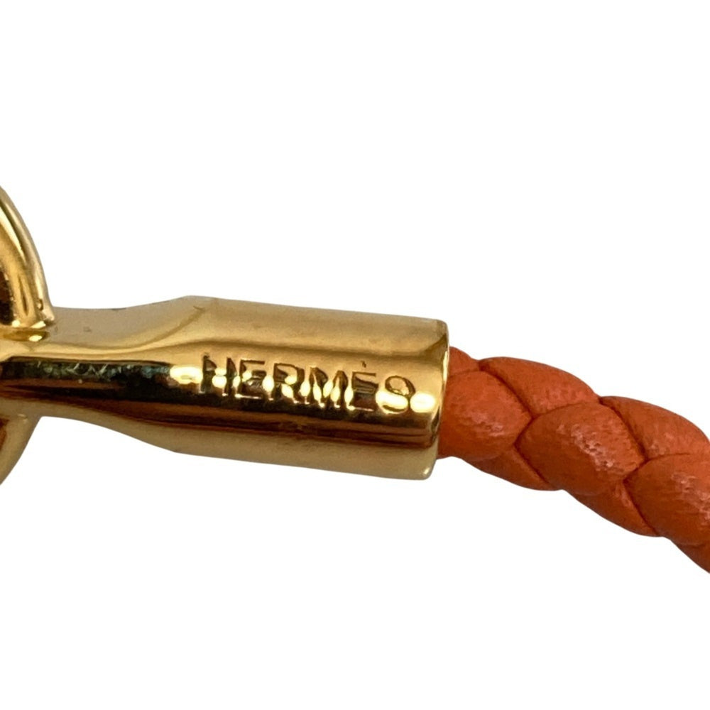 HERMES Hermes Glenan Leather Bracelet Orange Women's — Like New