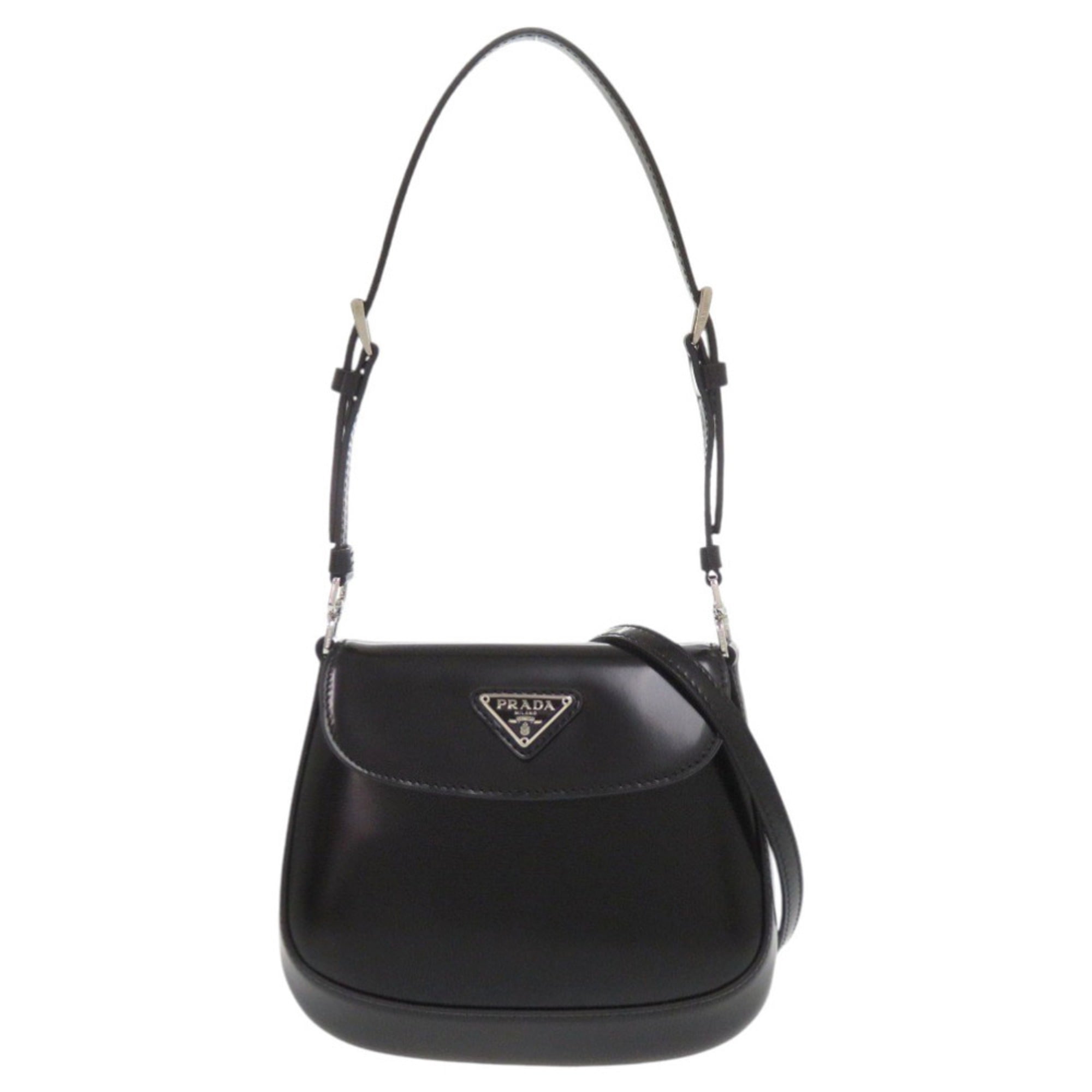 Unused Prada SPAZZOLATO 1BH188 Triangle Logo Leather Black 2-Way Shoulder Bag 0709PRADA — New - Store Return