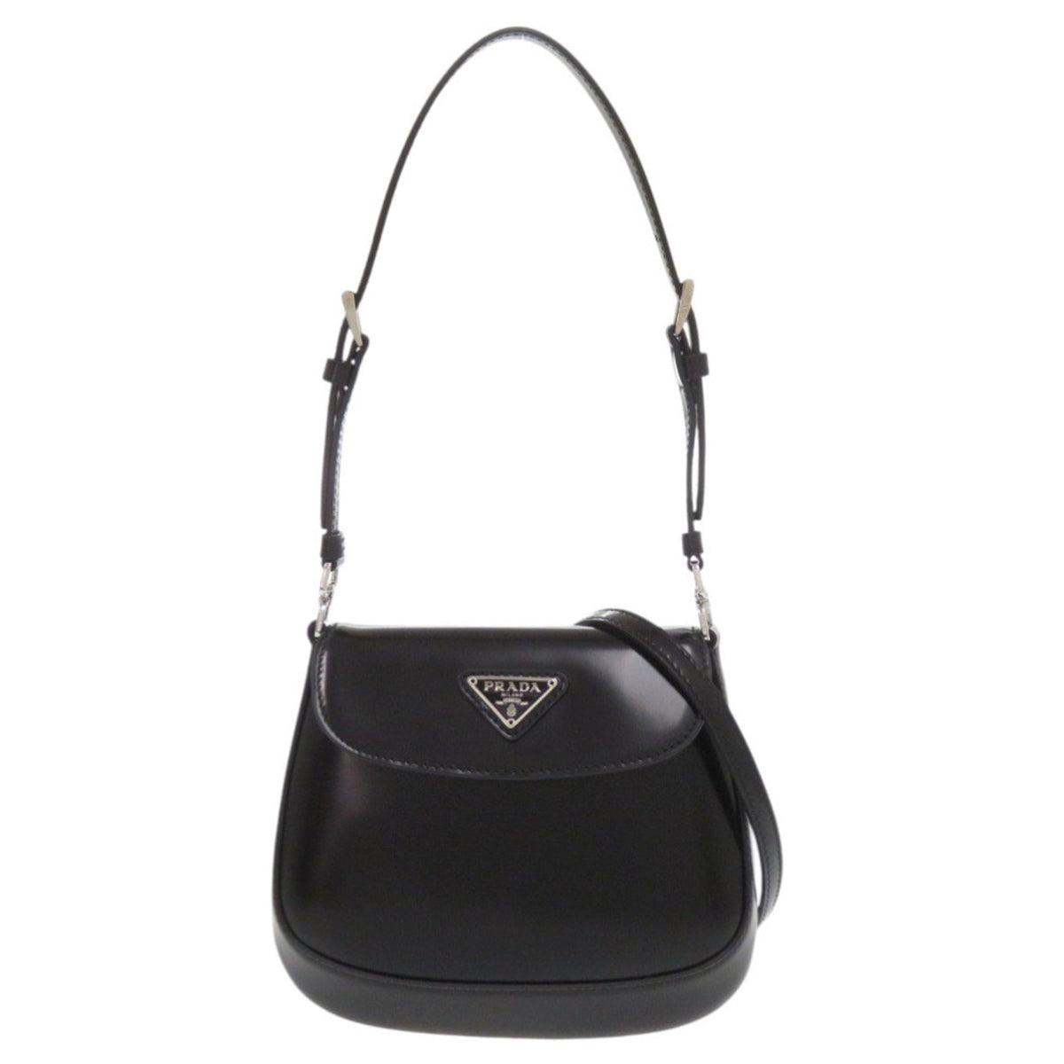Unused Prada SPAZZOLATO 1BH188 Triangle Logo Leather Black 2-Way Shoulder Bag 0709PRADA — New - Store Return