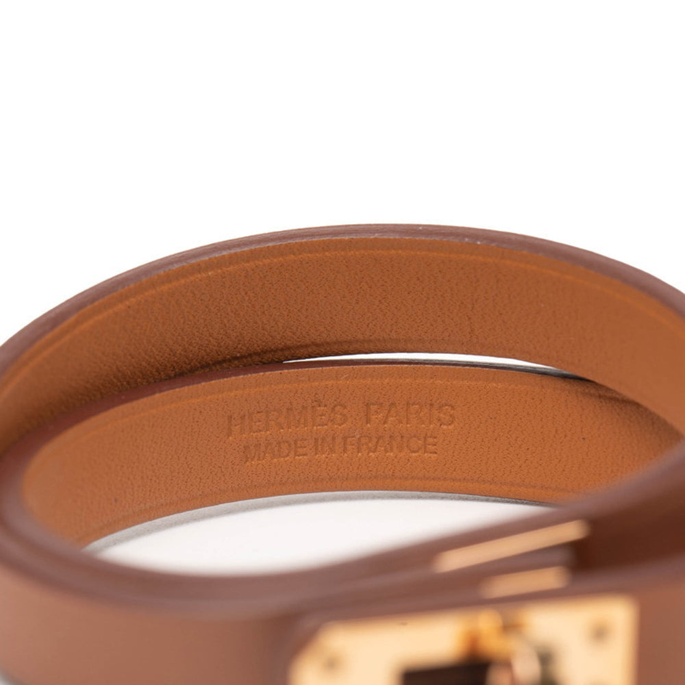 Hermes Hermès Mini Kelly Double Tour Bracelet in Brown with Gold Hardware and Swift Leather for Women — Like New