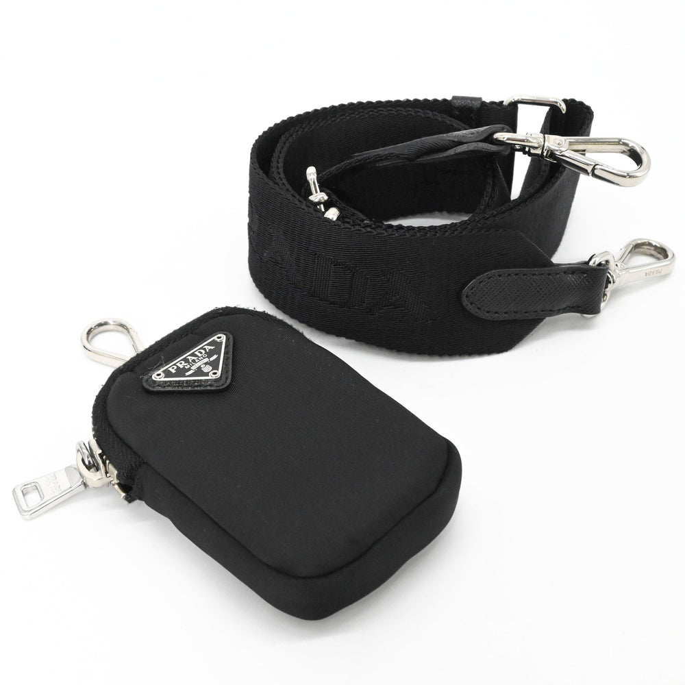 PRADA Tessuto Nylon Leather Shoulder Bag Handbag for Women, Triangle Design, Black IBH204 — Like New