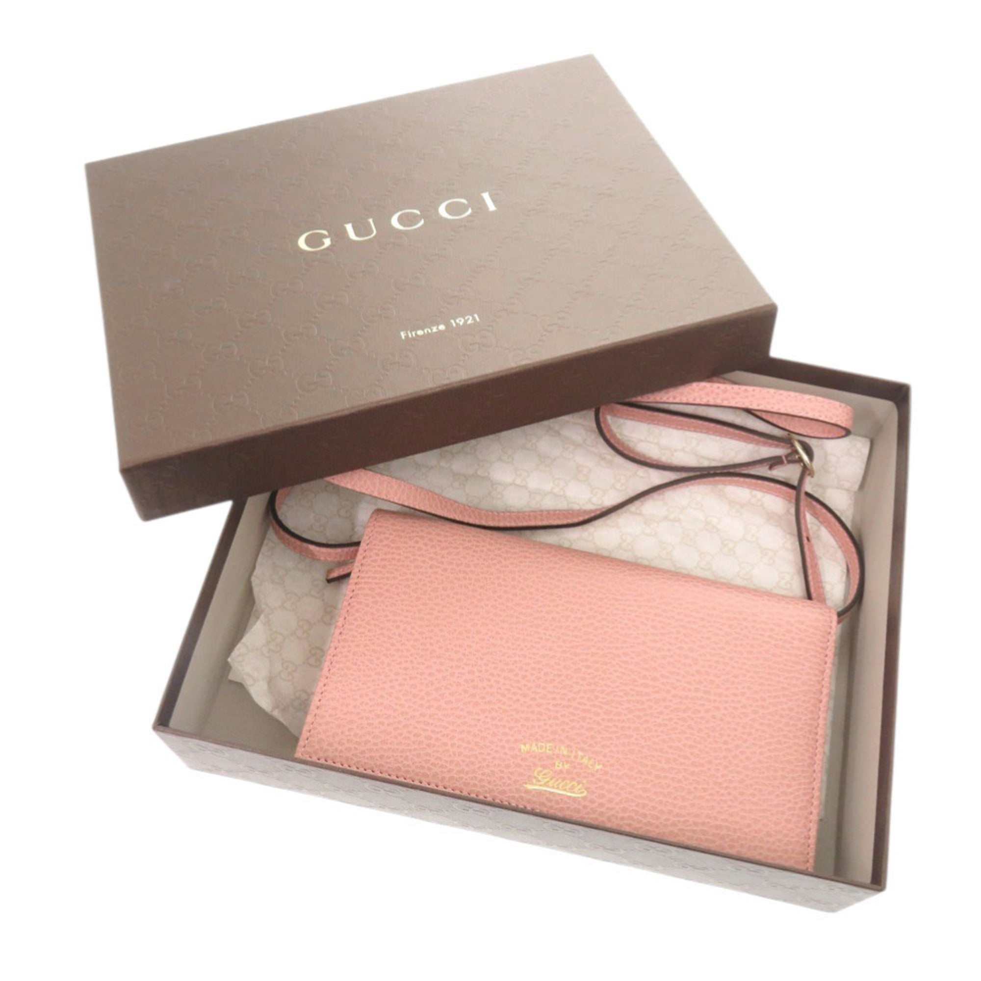 Unused Gucci Swing 368231 Leather Pink Shoulder Wallet Bag 0828GUCCI — Like New