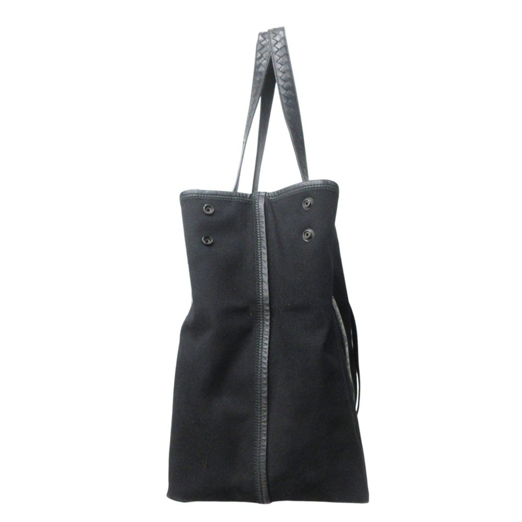 BOTTEGA VENETA Vernice Intreccia Tote Bag in Leather and Canvas, Black, for Men Women
