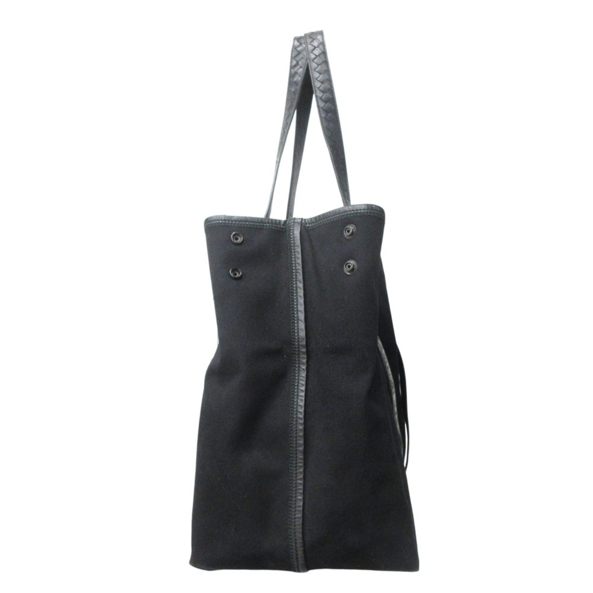 BOTTEGA VENETA Vernice Intreccia Tote Bag in Leather and Canvas, Black, for Men Women