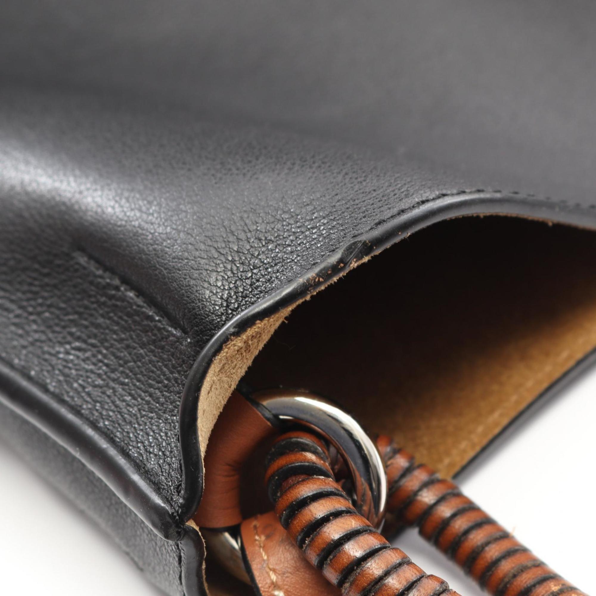 LOEWE Gate Large Bucket Handbag, Leather, Women's, Black and Brown