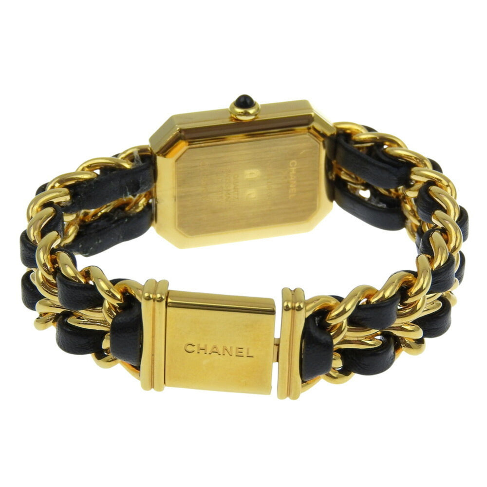 CHANEL Premiere S Watch H0001, Gold-Plated Leather Quartz Movement, Analog Display, Black Dial, Women's — Very Good