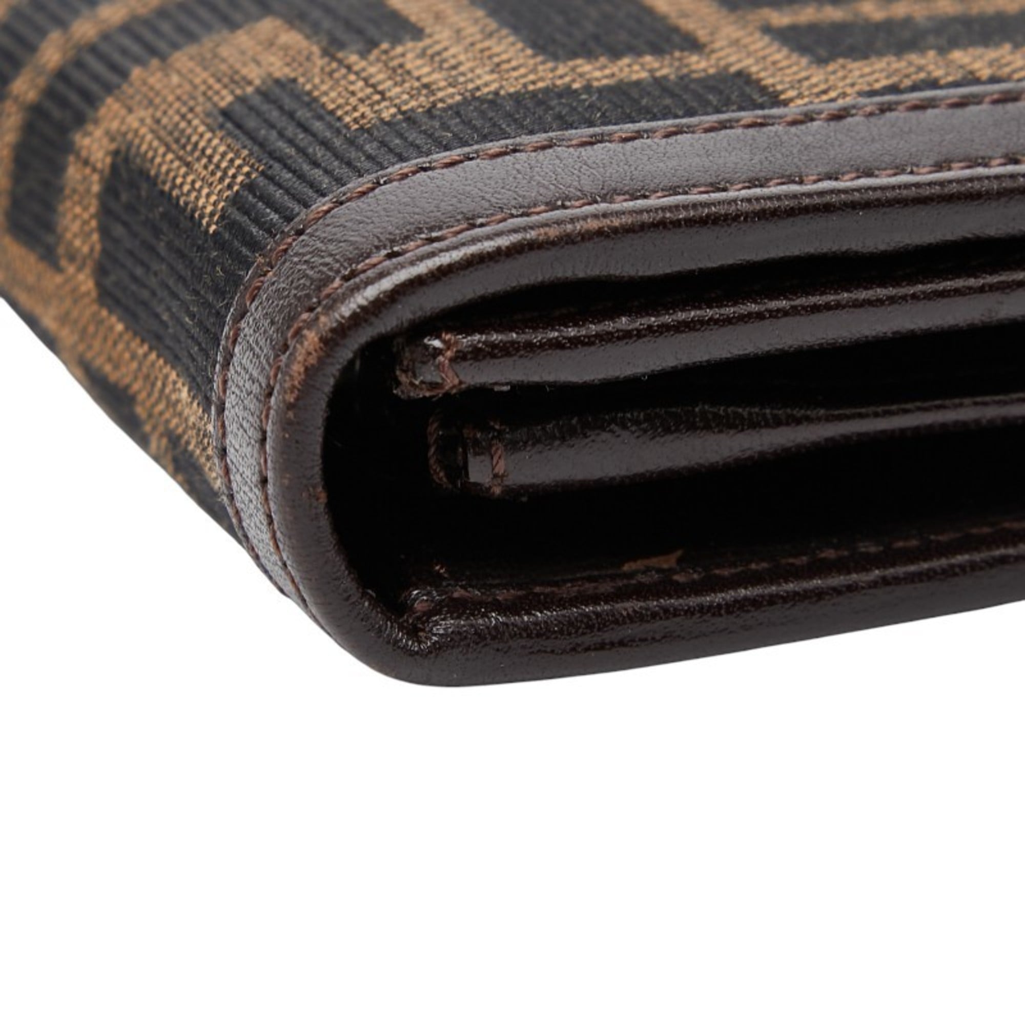 Fendi Zucca long wallet in brown canvas and leather for women.