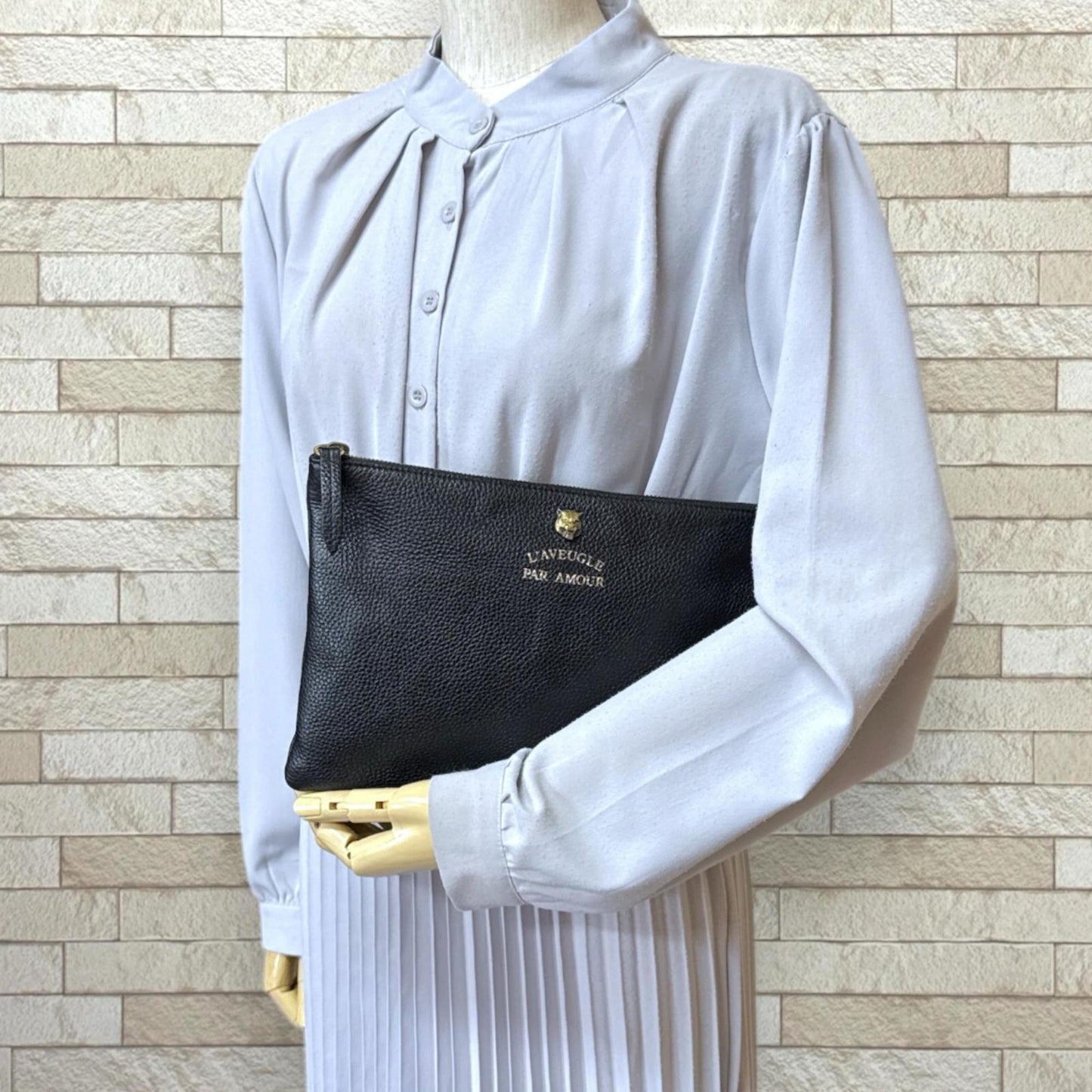 Pre-owned Gucci Animalier Tiger Clutch Bag, Leather 453165, Black, Women's