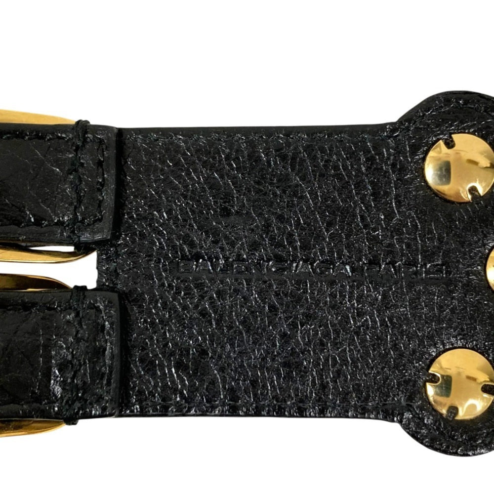 BALENCIAGA Giant Studded Leather Bracelet Bangle Black Women's — Like New