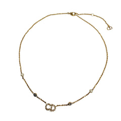 Christian Dior Clair D Lune necklace with CD logo and rhinestones, gold, for women, box — Like New
