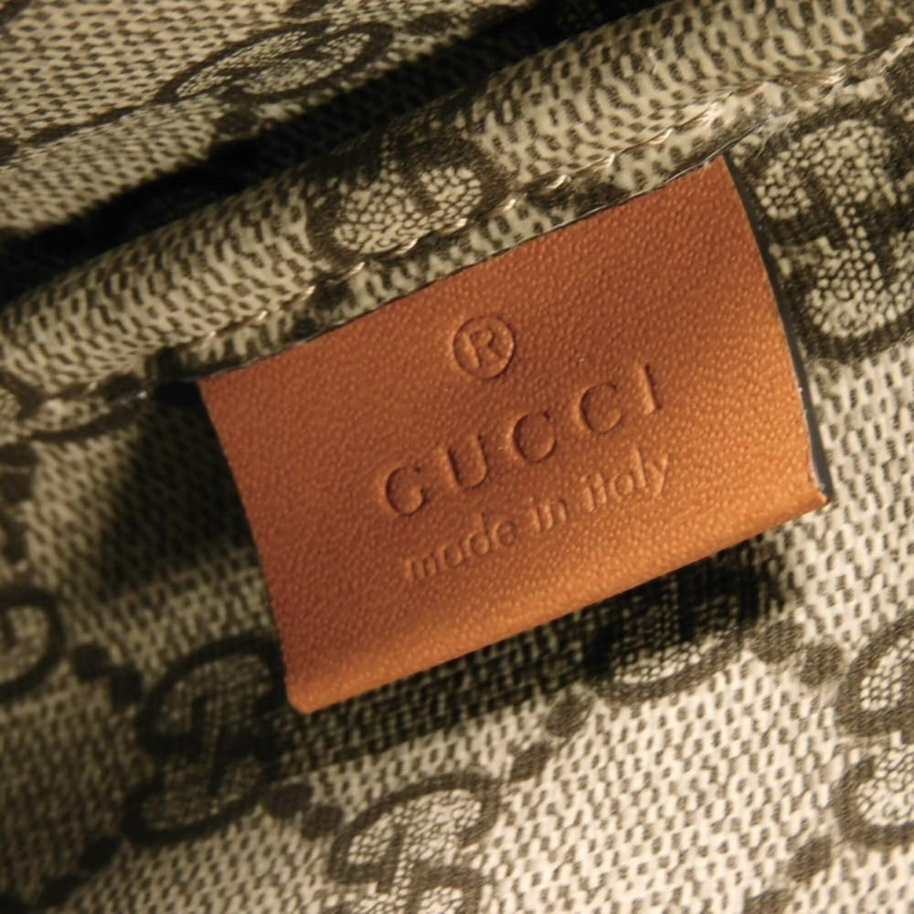 Gucci GUCCI Clutch Bag Logo Print Pouch Canvas Brown GG Supreme Cotton Linen Natural 777165 FACUL 8451 Men's — New - Store Return