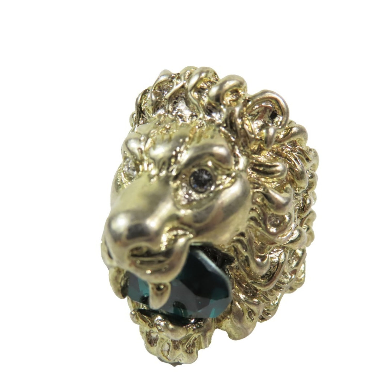 GUCCI Lion Head Ring Emerald Green Accessory Gold M Men's