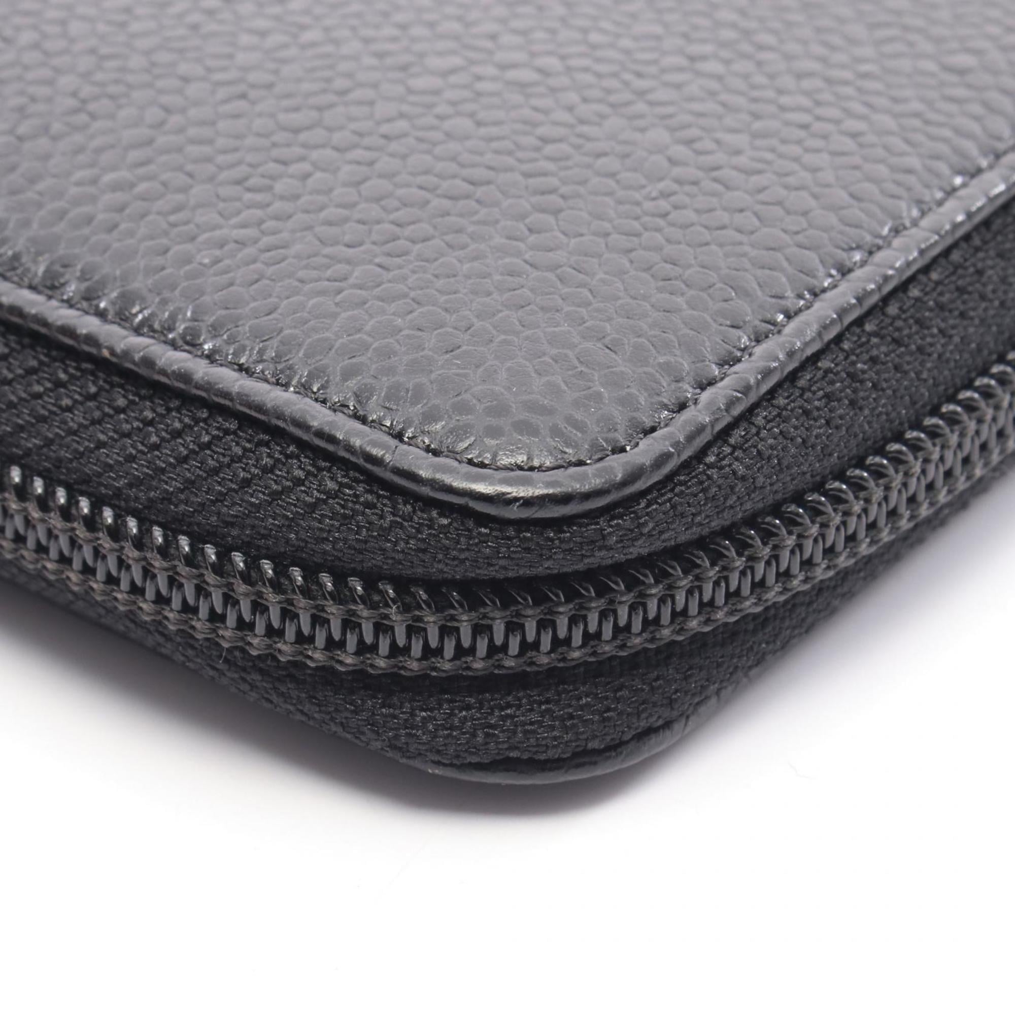 CHANEL Coco Mark Round Long Wallet in Caviar (Grained Calfskin) for Women, Black