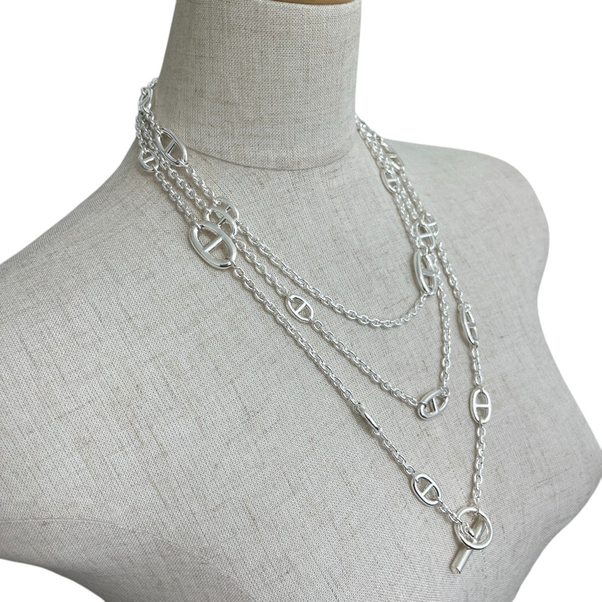 HERMES Chaine d'Ancre Farandole 160 Long Necklace, SV925, Silver, Men's/Women's — New