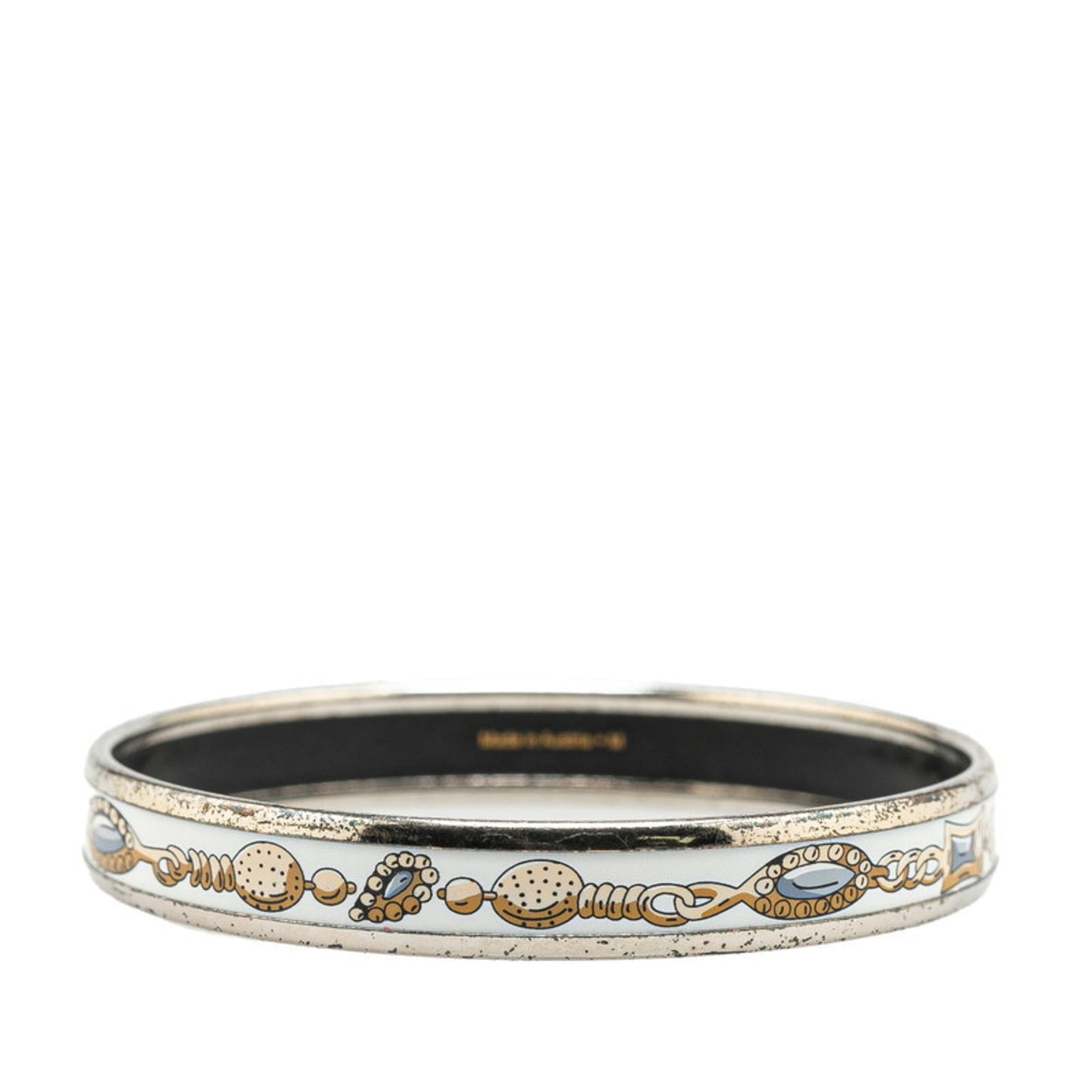 Hermes enamel bangle silver white multicolor metal women's HERMES