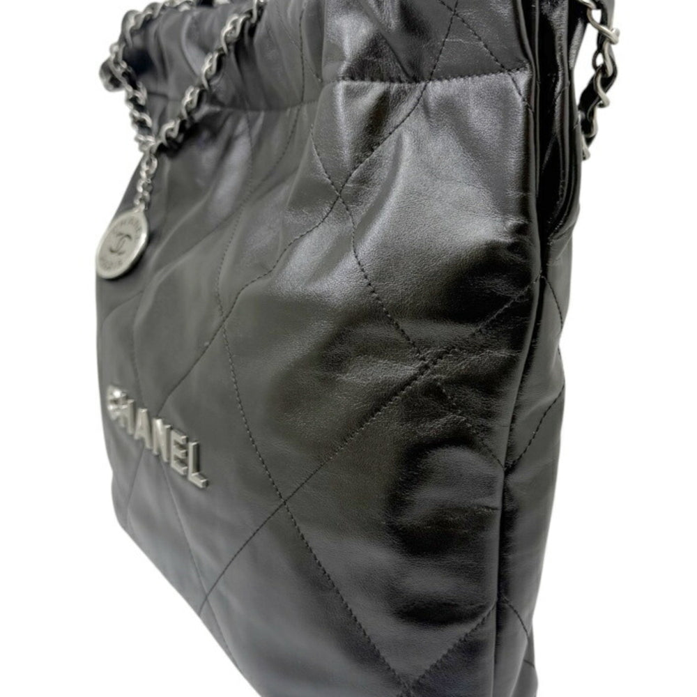 CHANEL Matelassé 22 Small Handbag, Calfskin, Black AS3260, Chain Tote, Women's — Like New