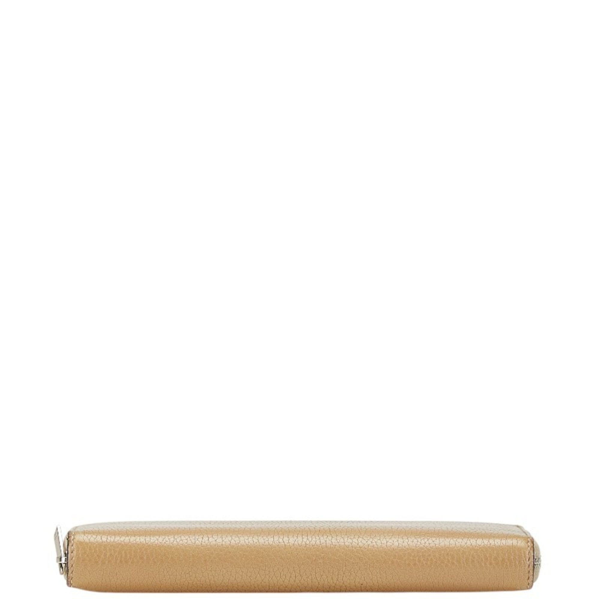 Celine logo long wallet in brown leather for women.