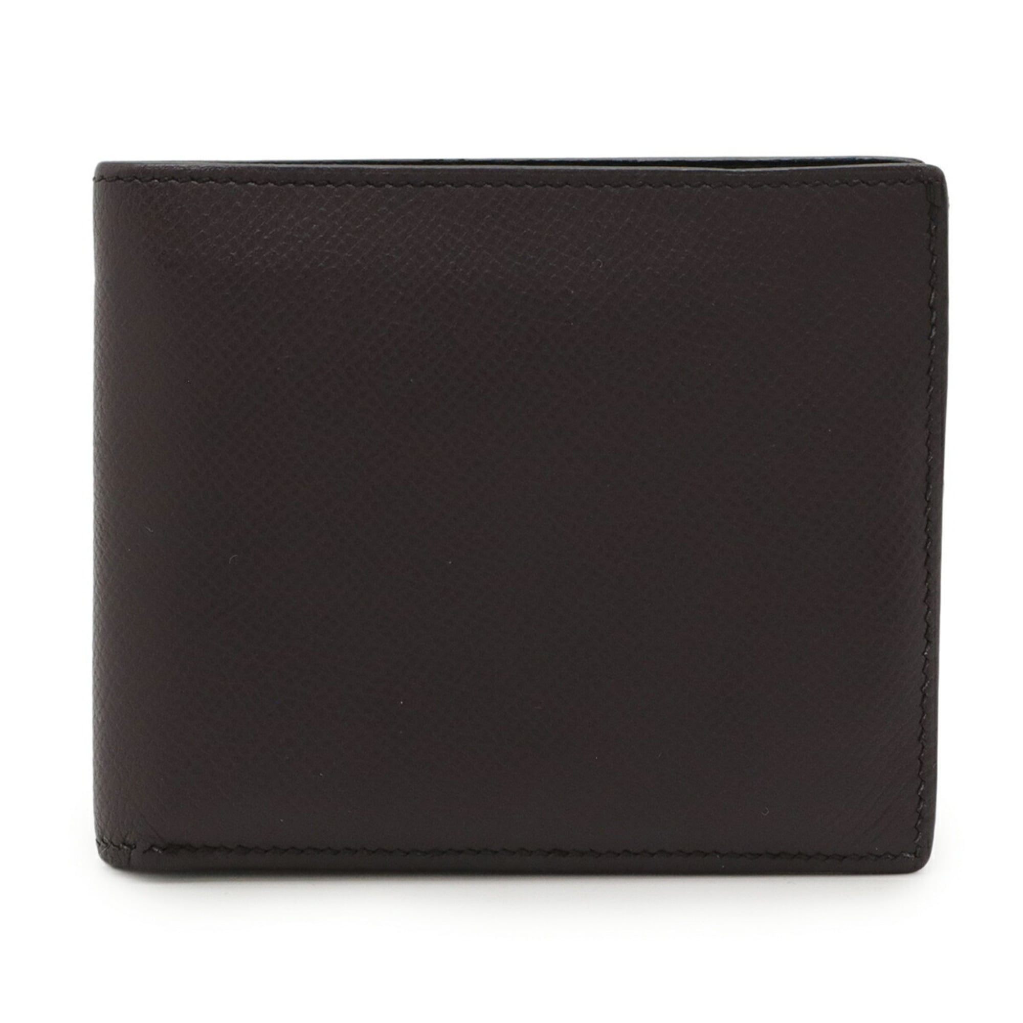 HERMES MC2 Copernicus Bi-fold Wallet in Evercolor Leather, Two-Tone Macassar Brown and Navy, D Stamp