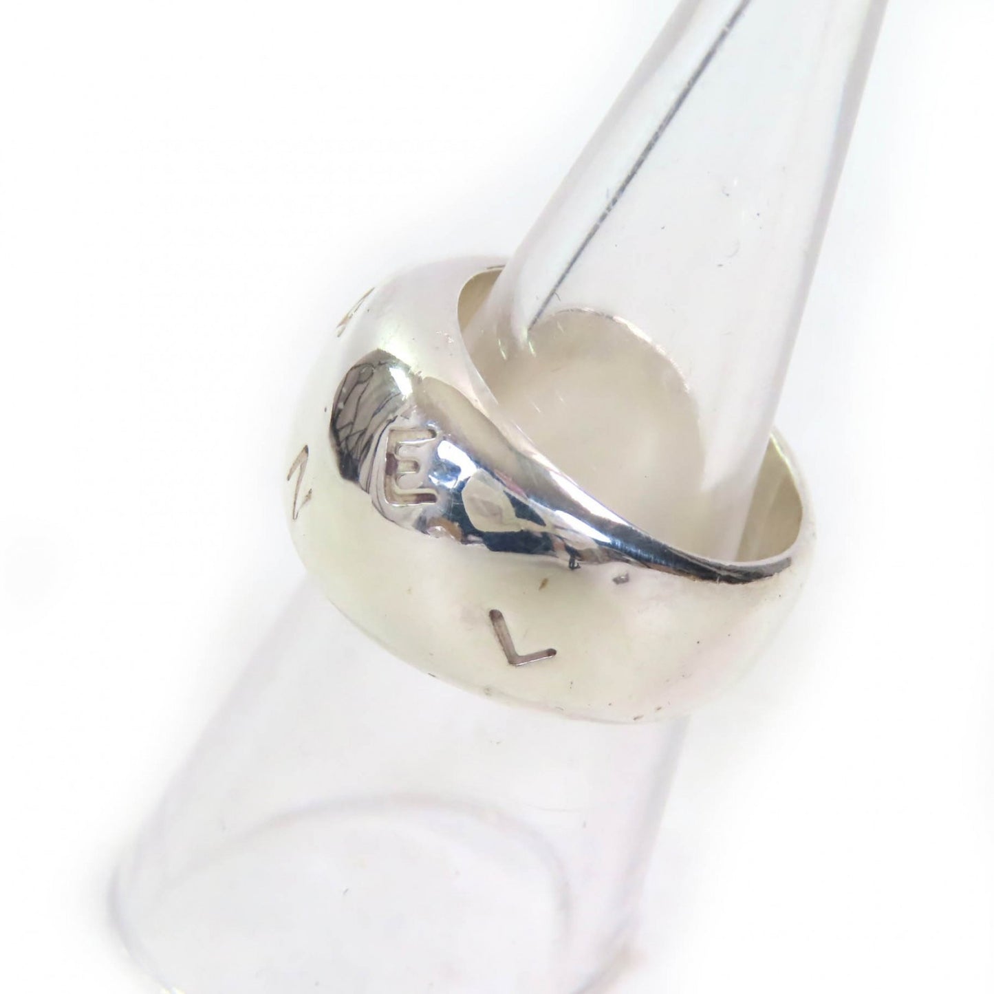 CHANEL SV925 Wide Ring with Logo Engraving, Silver, Approx. Japanese Size, Weight 16.2g, Women's