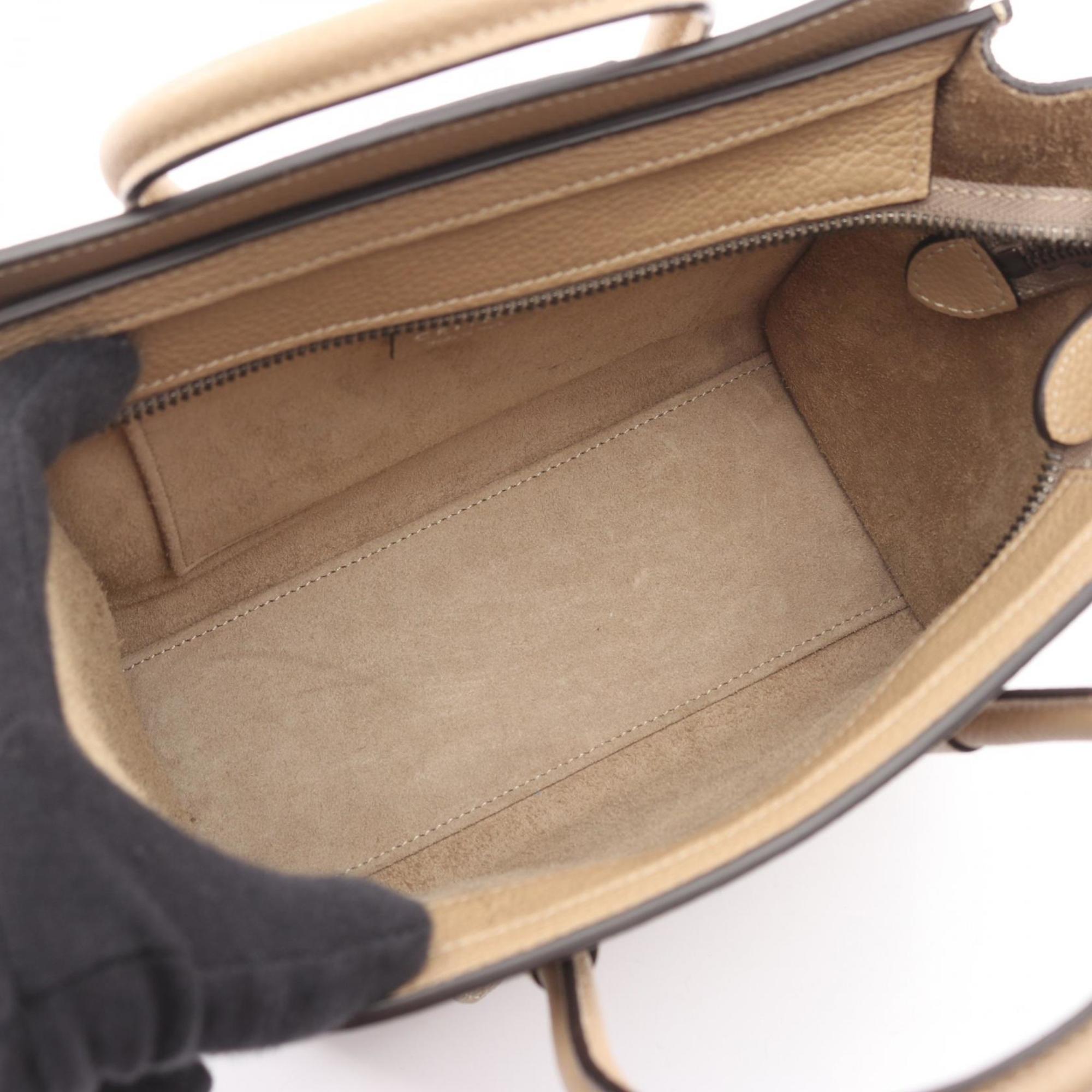 Celine Luggage Nano Shopper Handbag, Leather, Women's, Beige, 168243