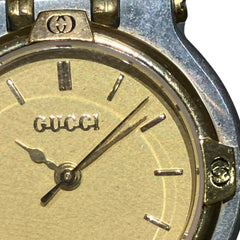 Gucci watch, total weight 51.2g, stainless steel, quartz movement, gold dial, 9000L — Good