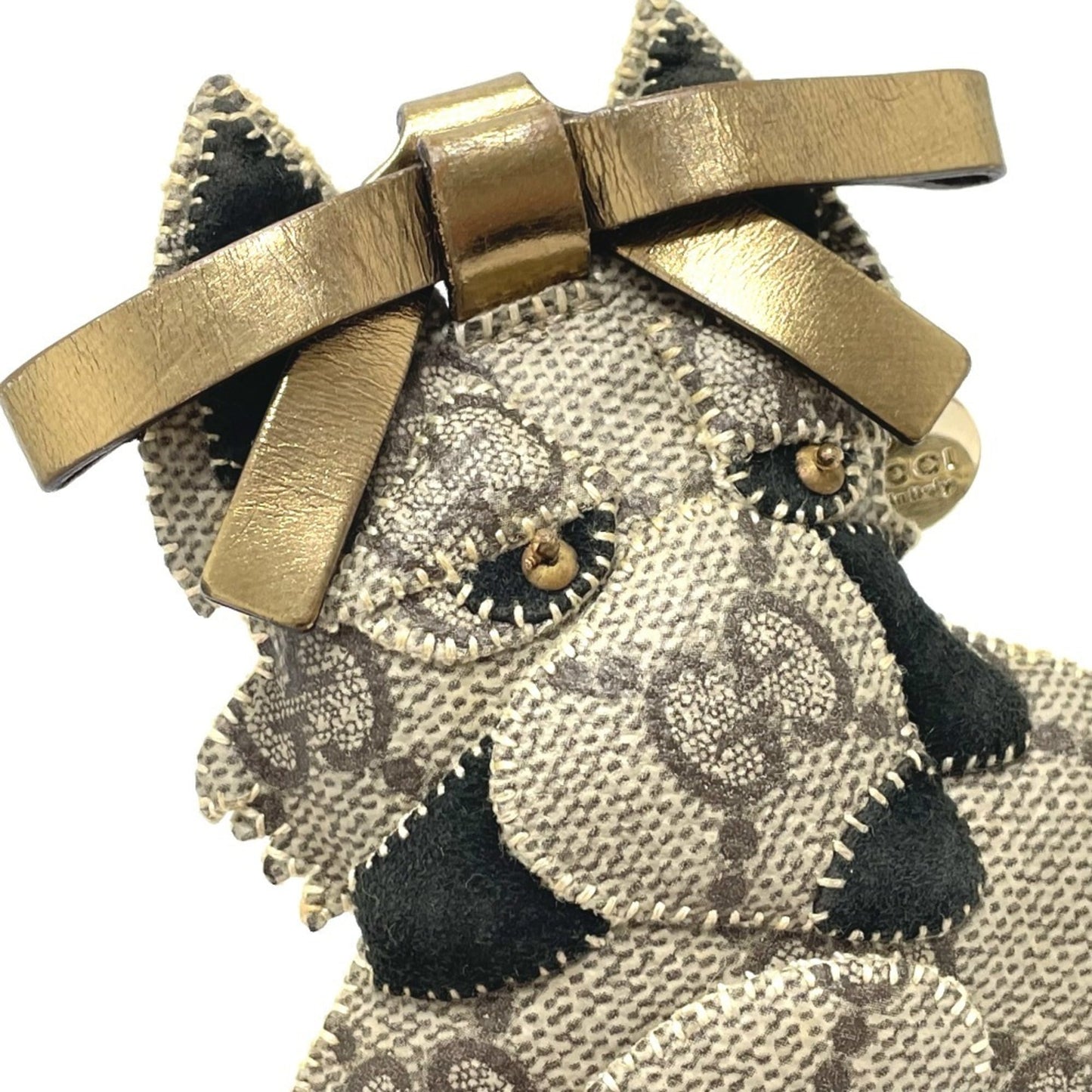 GUCCI Fox Guccioli Keychain Charm in GG Supreme Canvas, Beige