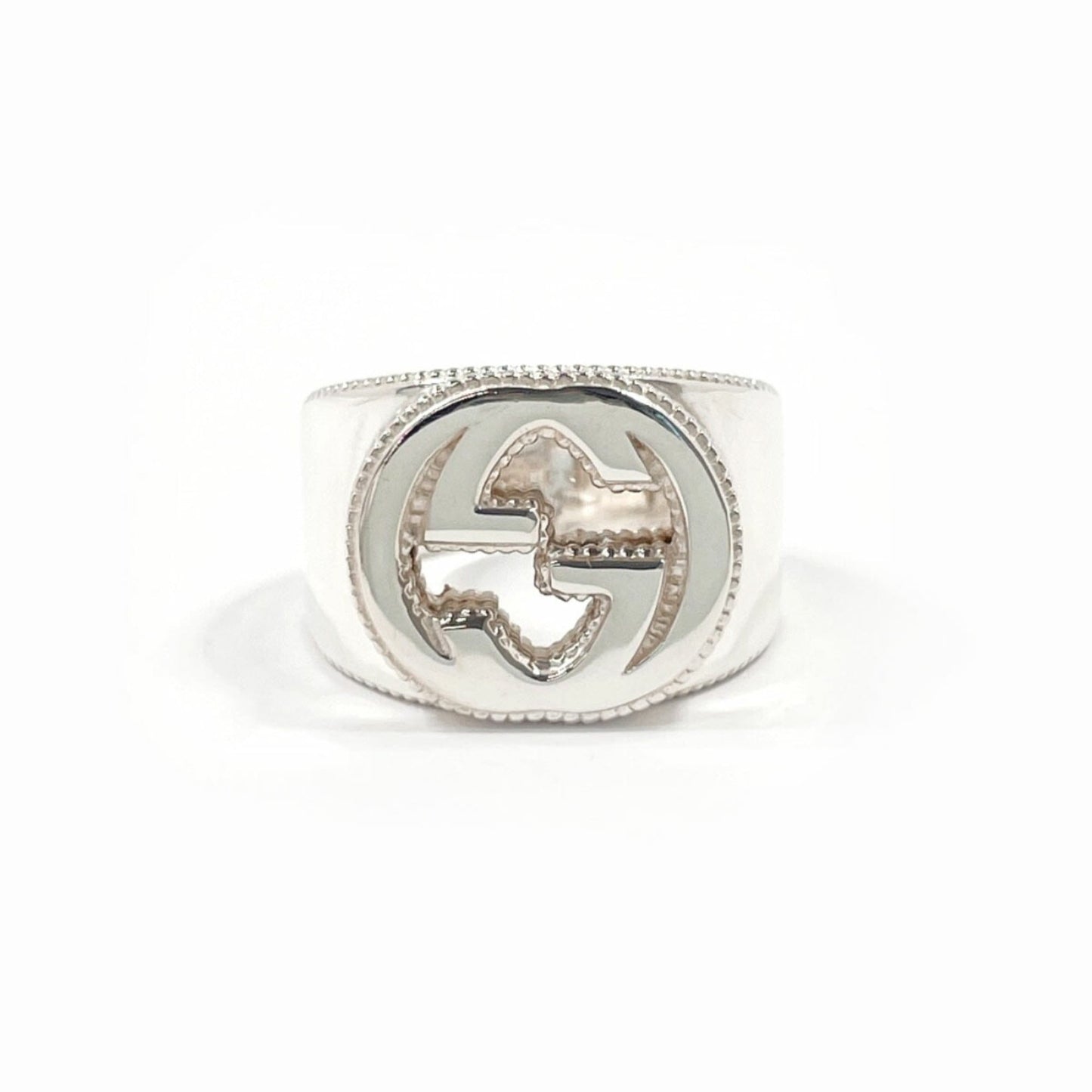 GUCCI Interlocking G Ring, 925 Sterling Silver, Size 15, Men's