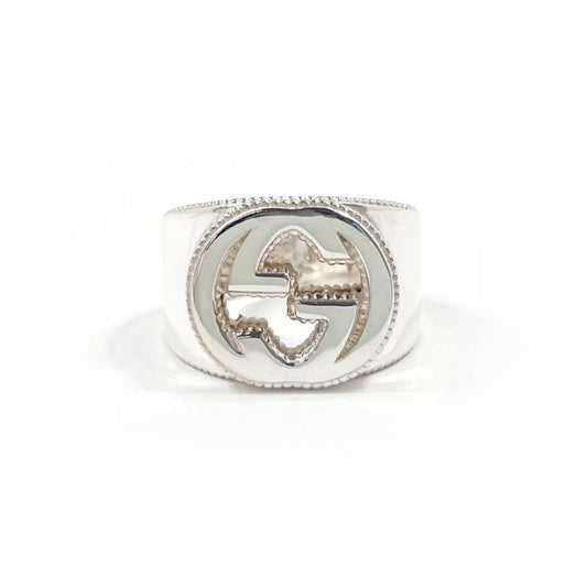 GUCCI Interlocking G Ring, 925 Sterling Silver, Size 15, Men's