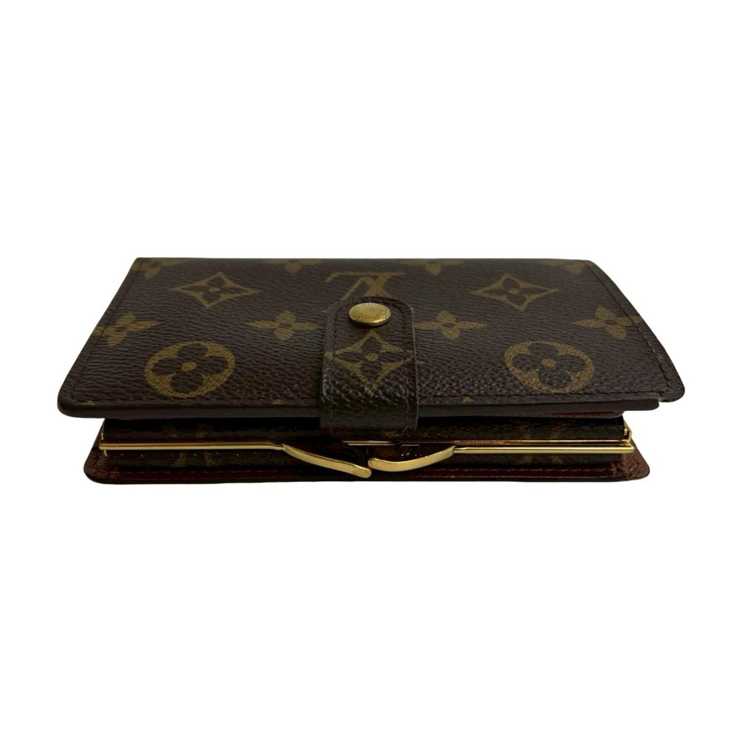 LOUIS VUITTON Louis Vuitton Portefeuille Viennois Monogram Leather Bi-fold Wallet with Clasp Closure, Brown, 34932