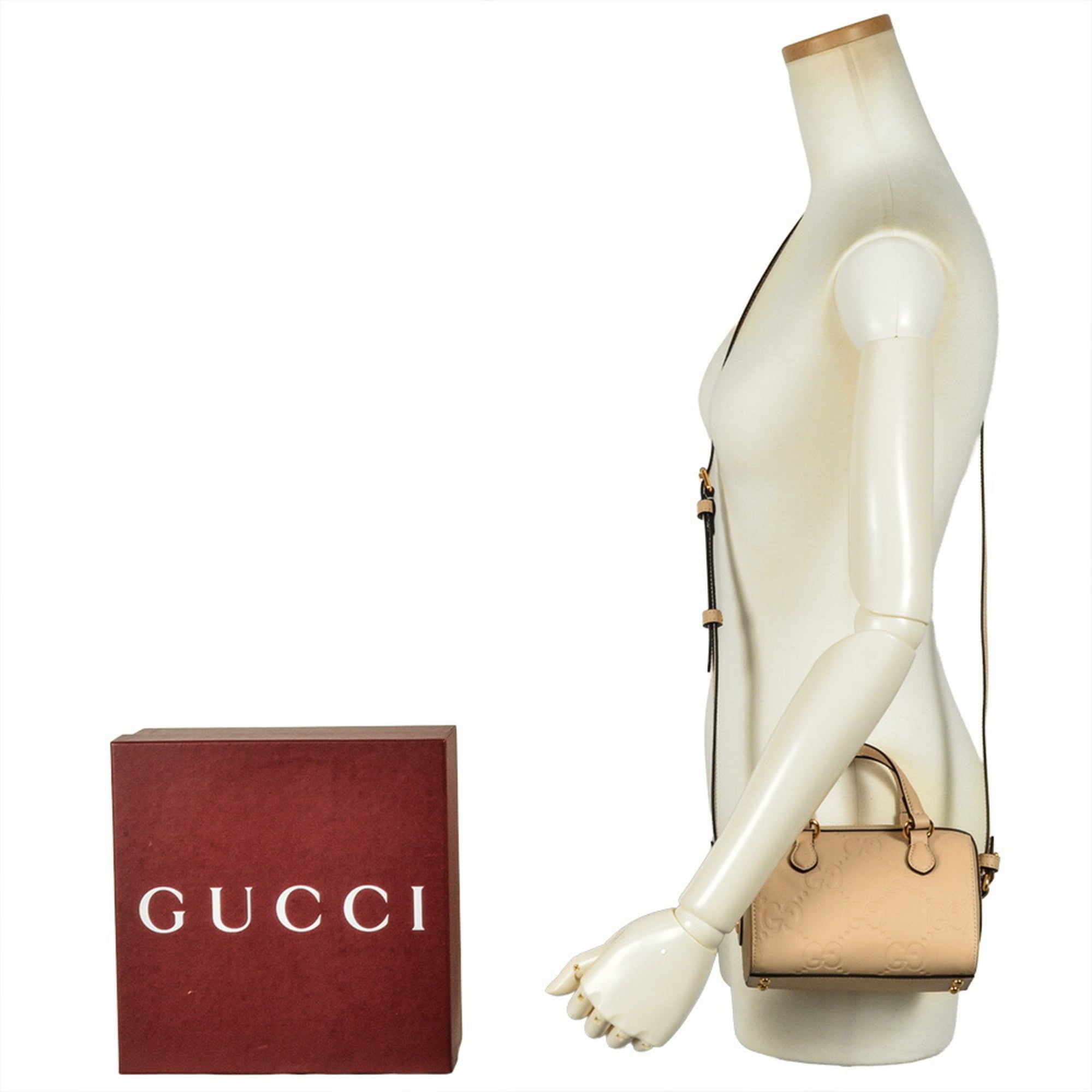 Gucci GG Super Mini 2-Way Handbag Guccissima Leather 790130 Beige — Like New